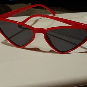 Red triangular lens sunglasses